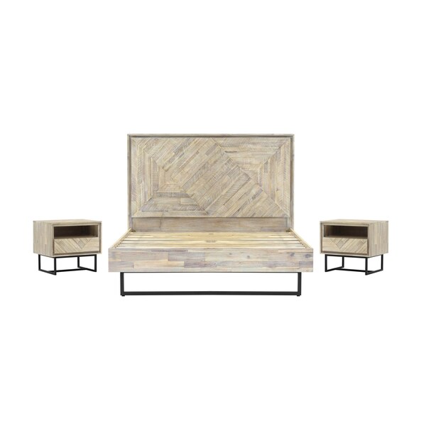 Armen Living Peridot 3 Piece King Bedroom Set in Natural Acacia Wood SETPEBDKG3A - main